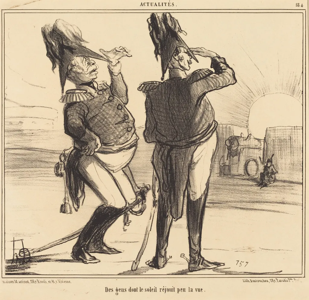Des gens dont le soleil réjouit peu la vue, by Honoré Daumier, ink, 1855