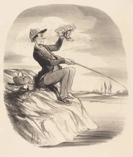 Désagrément d'aller a la pêche..., by Honoré Daumier