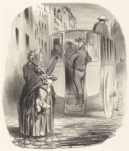 Désolé, citoyenne... je ne reçois pas de chiens..., by Honoré Daumier