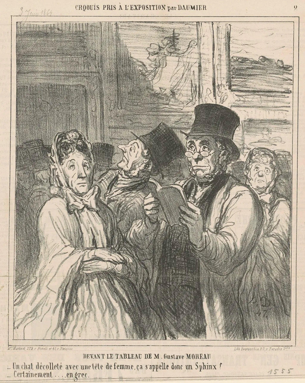 Devant le tableau de M. G. Moreau, by Honoré Daumier, ink, 1864