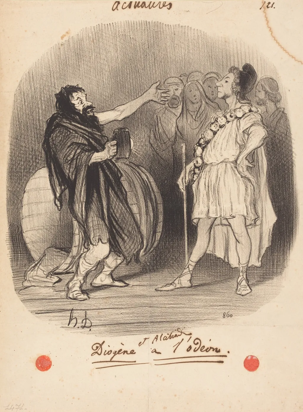 Diogène et Alcibiade a l'Odéon, by Honoré Daumier, ink, 1846