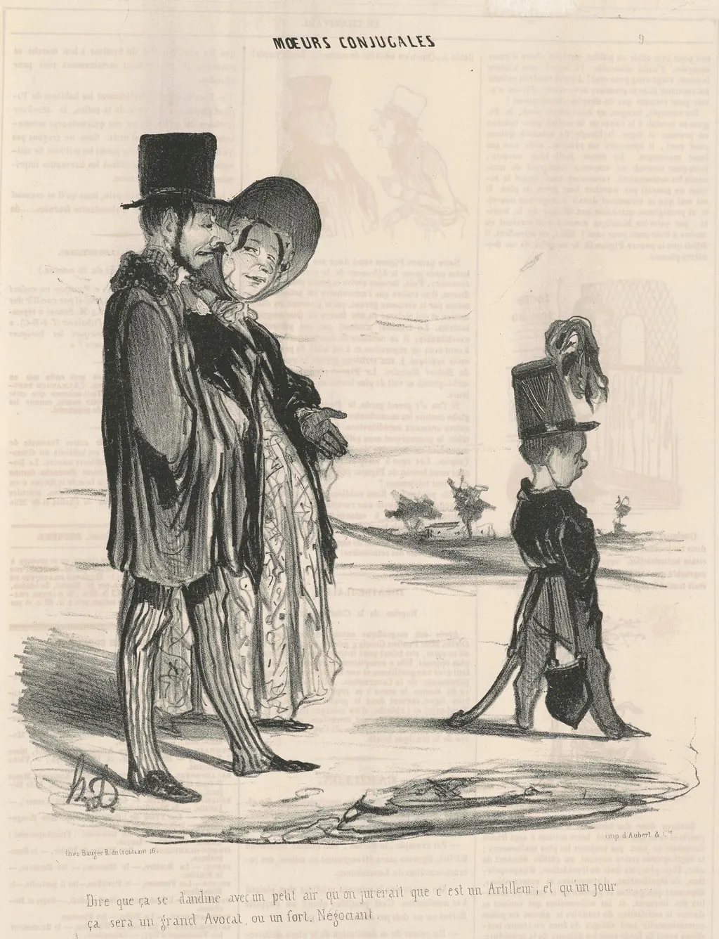 Dire que ça si dandine avec un petit air..., by Honoré Daumier, ink, 1839
