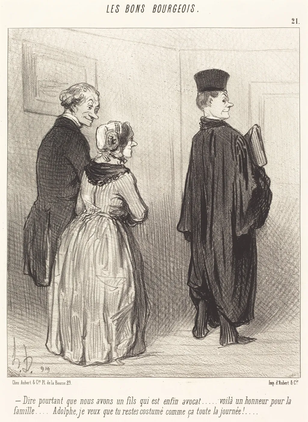 Dire... que nous avons un fils qui est... avocat..., by Honoré Daumier, ink, 1846