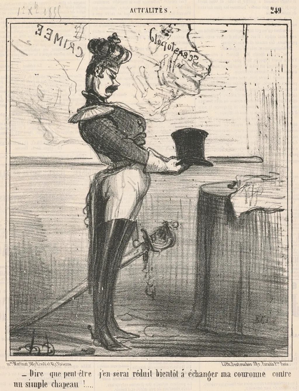 Dire que peut-être j'en serai réduit ..., by Honoré Daumier, ink, 1855