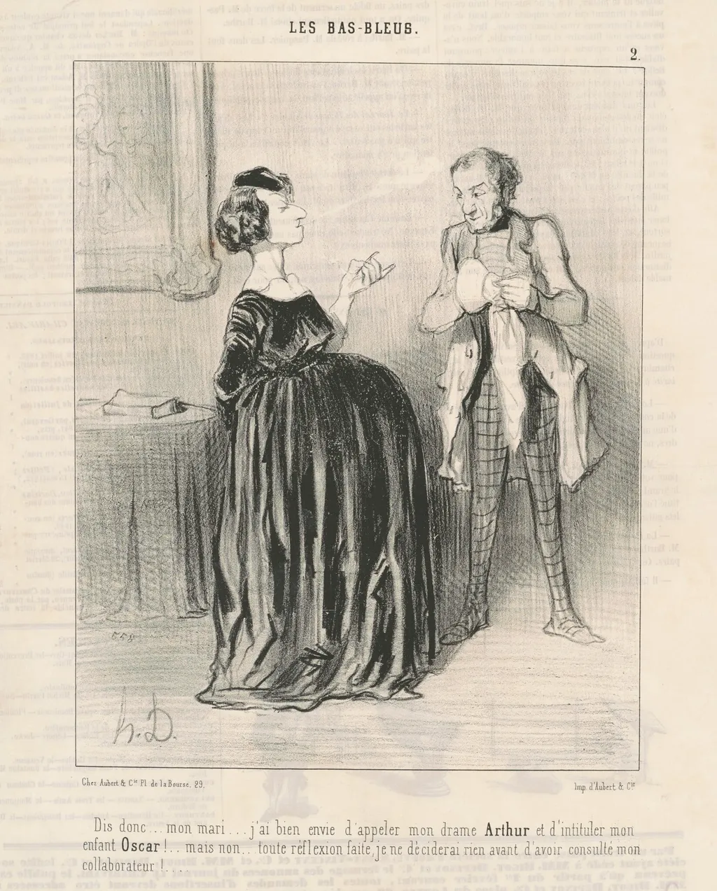 Dis donc ... mon mari ...j'ai bien envie d'appeler mon drama ..., by Honoré Daumier, ink, 1844