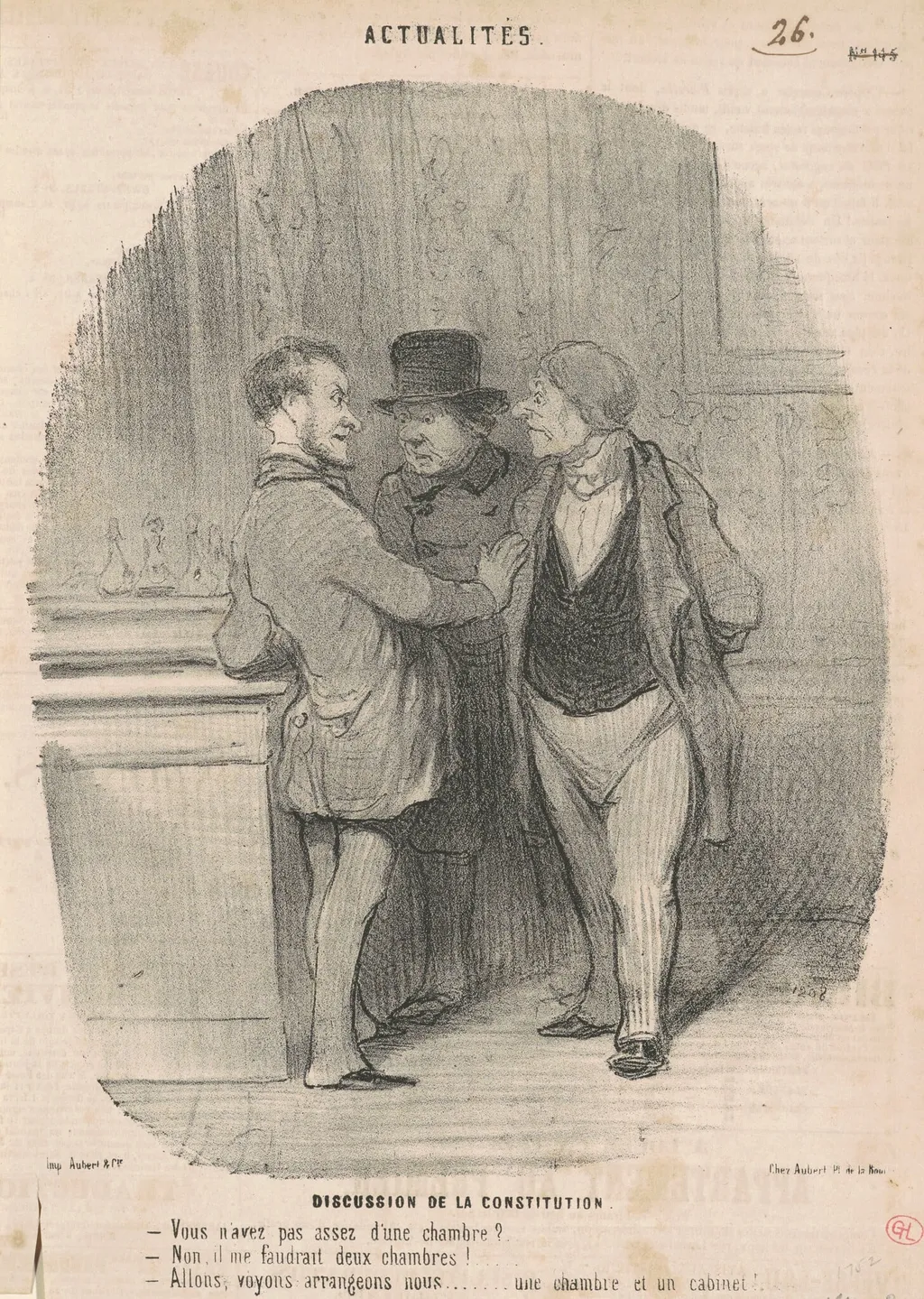 Discussion de la constitution, by Honoré Daumier, ink, 1848