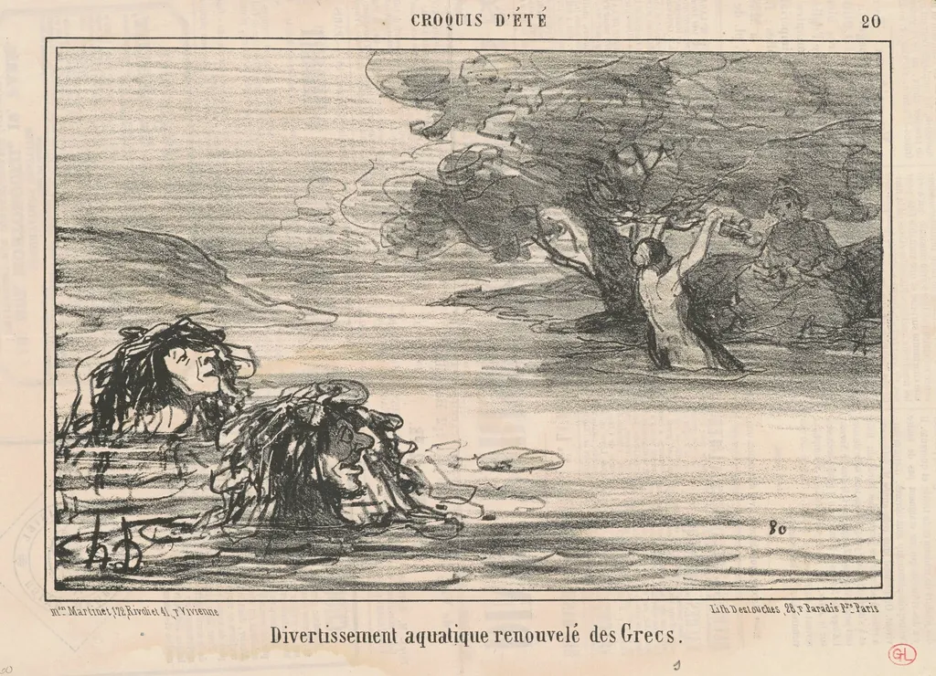 Divertissement ... renouvelé des Grecs, by Honoré Daumier, ink, 1857
