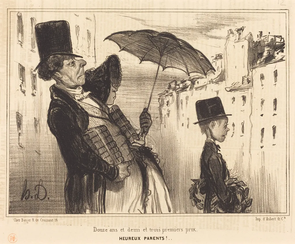 Douze ans et demi et trois premiers prix, by Honoré Daumier, ink, 1839