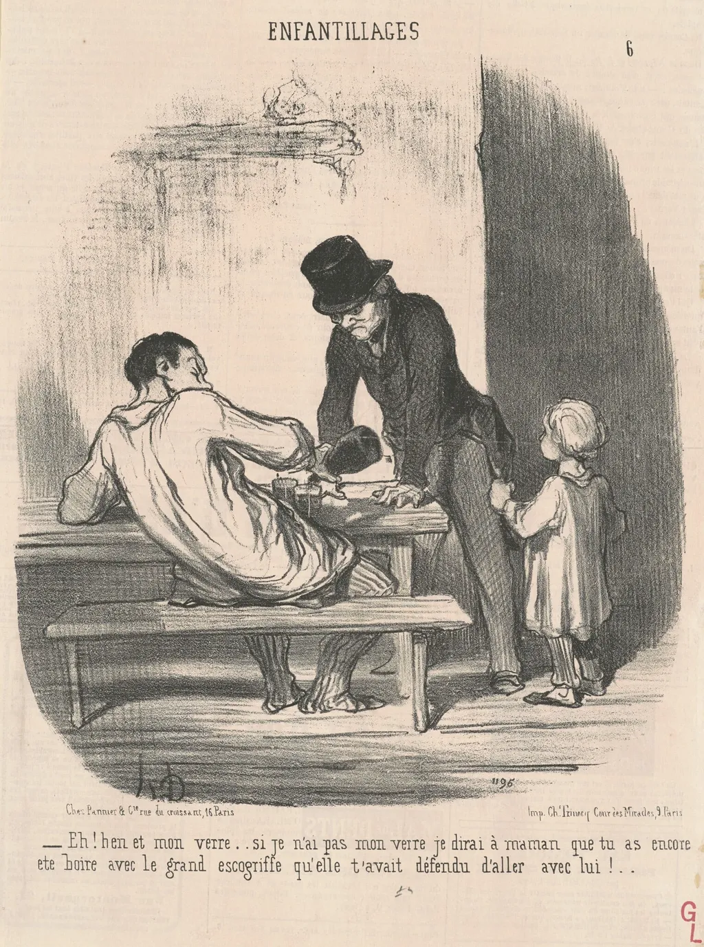 Eh! Ben et mon verre ... si je n'ai pas ..., by Honoré Daumier, ink, 1852