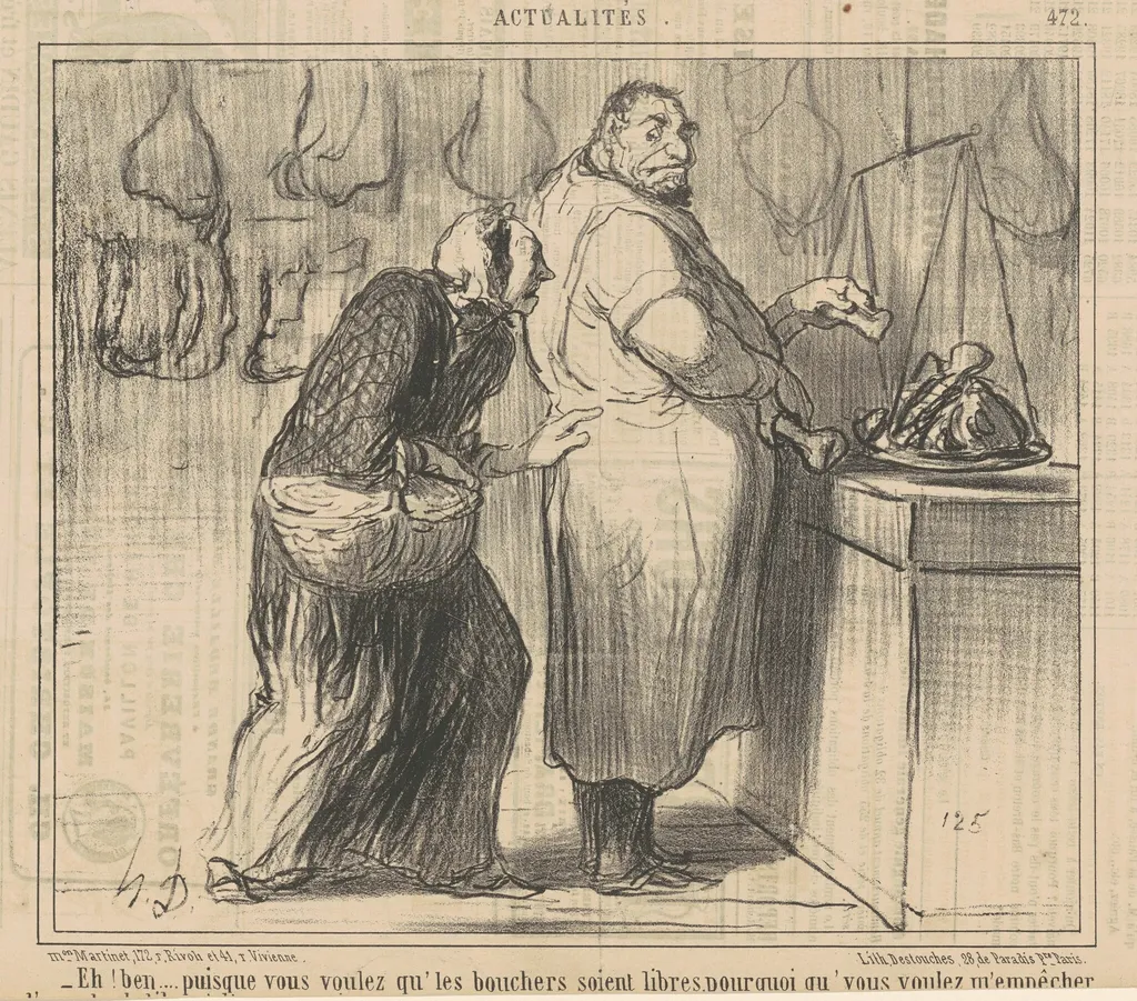 Eh! Ben ... puisque vous voulez qu' les bouchers ..., by Honoré Daumier, ink, 1857