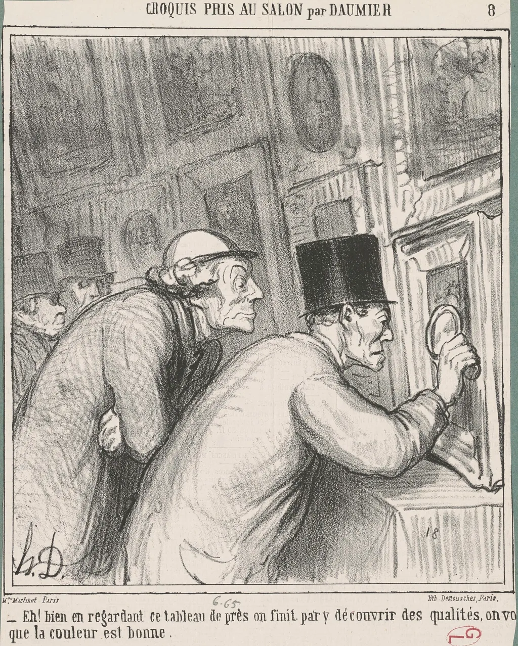 Eh! Bien en regardance ce tableau, by Honoré Daumier, ink, 1865