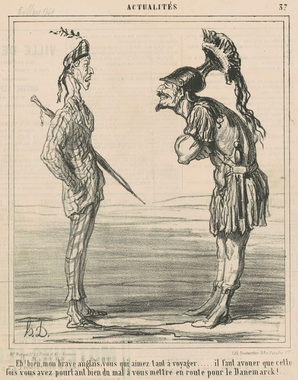 Eh bien! Mon brave anglais ..., by Honoré Daumier, ink, 1864