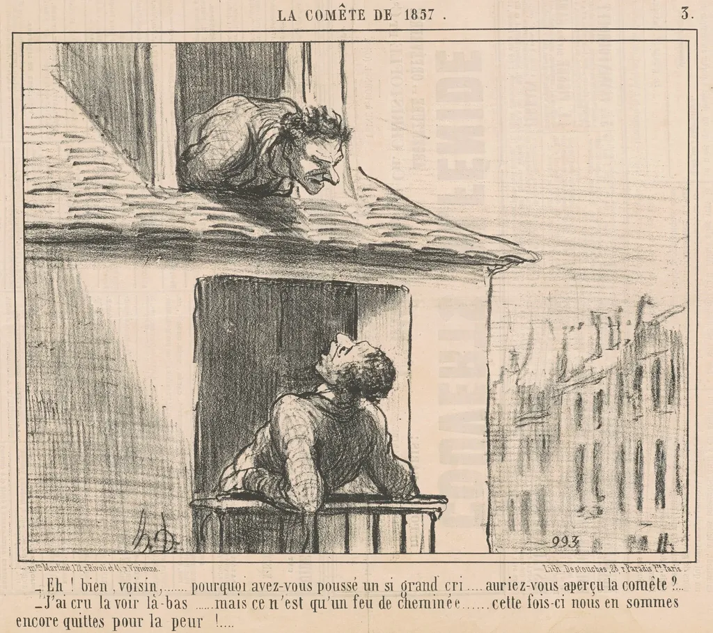 Eh! Bien, voisin ... pourquoi avez-vous poussé ..., by Honoré Daumier, ink, 1857