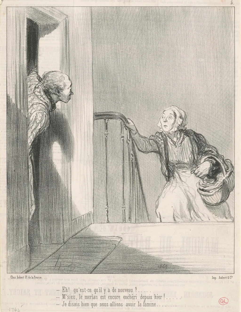 Eh! Qu'est-ce qu'il y a de nouveau? ..., by Honoré Daumier, ink, 1848