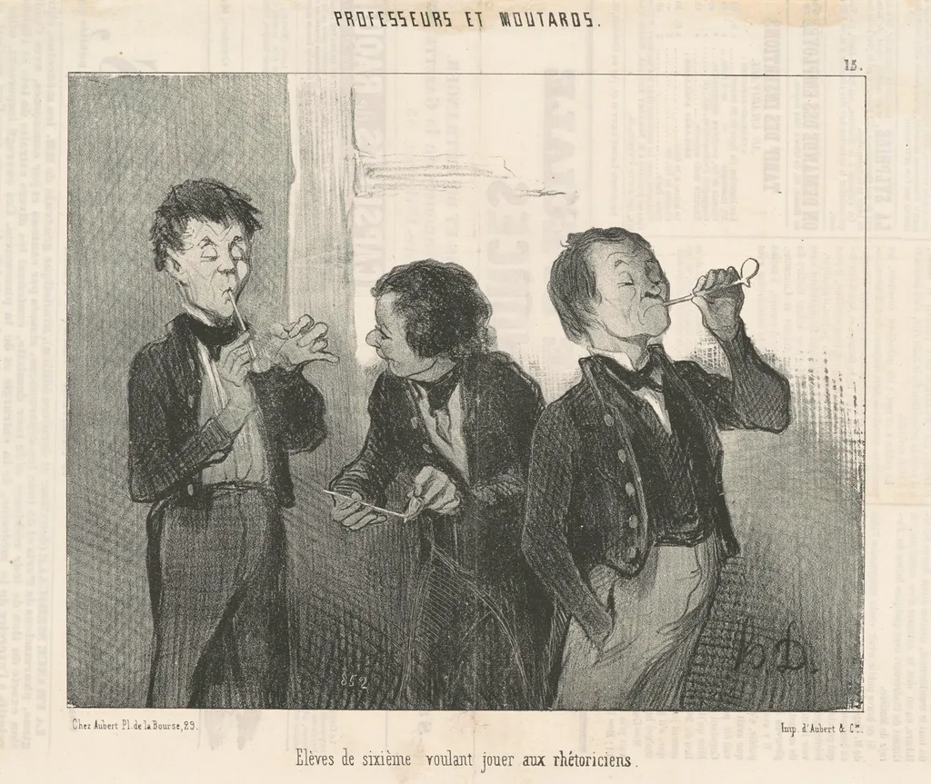 Eléves de sixième voulant jouer aux rhétoriciens, by Honoré Daumier, ink, 1846