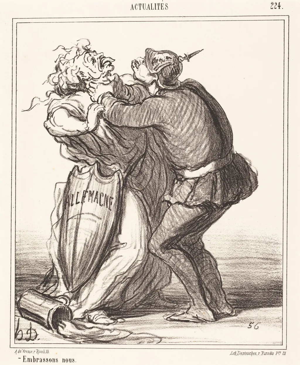 Embrassons nous, by Honoré Daumier, ink, 1867