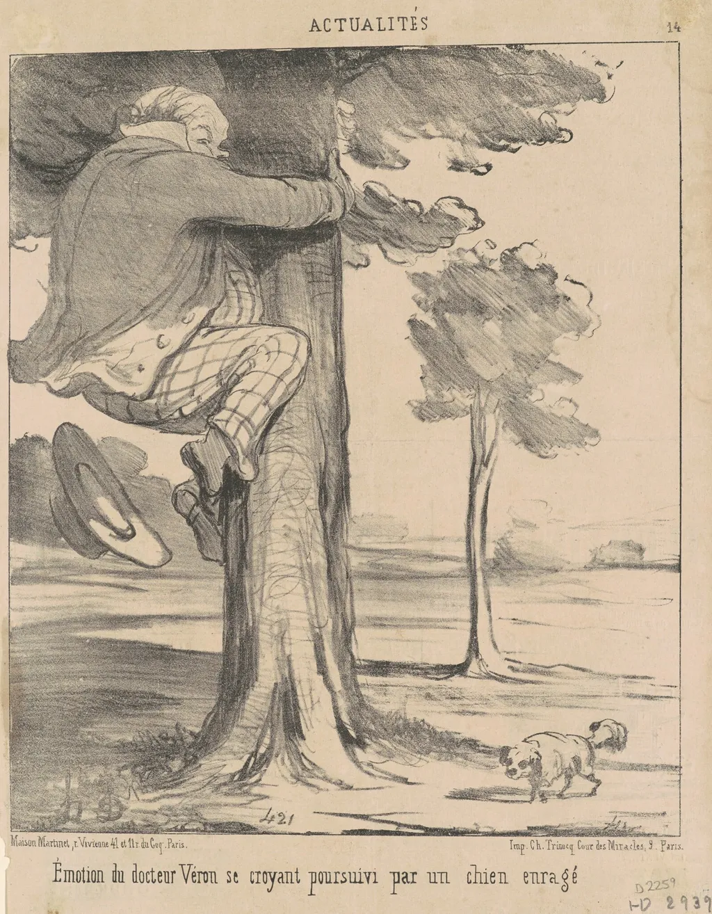 Emotion du docteur Véron ..., by Honoré Daumier, ink, 1852
