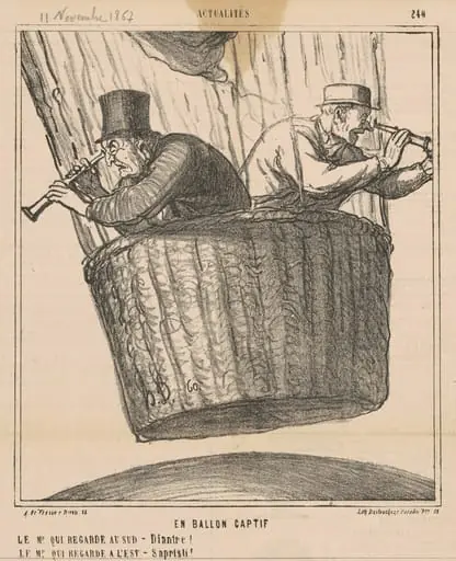 En ballon captif, by Honoré Daumier