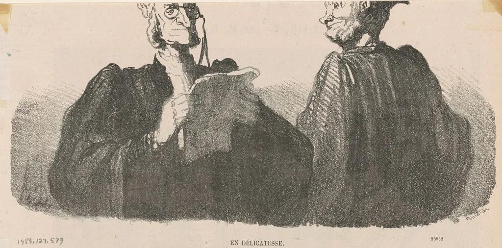 En délicatesse, by Honoré Daumier, ink, 1866