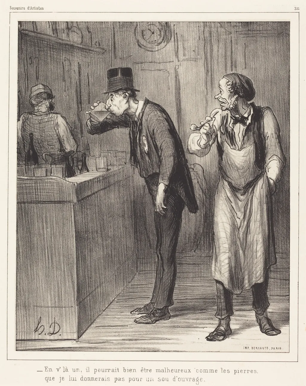 En v'la un, il pourrait bien être malheureux..., by Honoré Daumier, ink, 1862