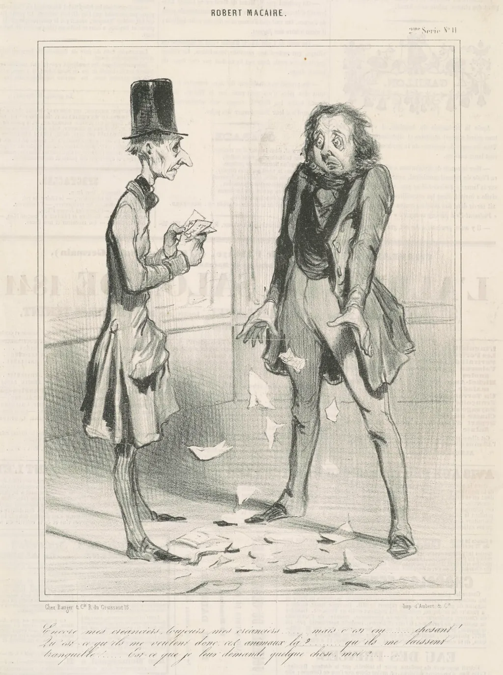 Encore mes créanciers, toujours ..., by Honoré Daumier, ink, 1841