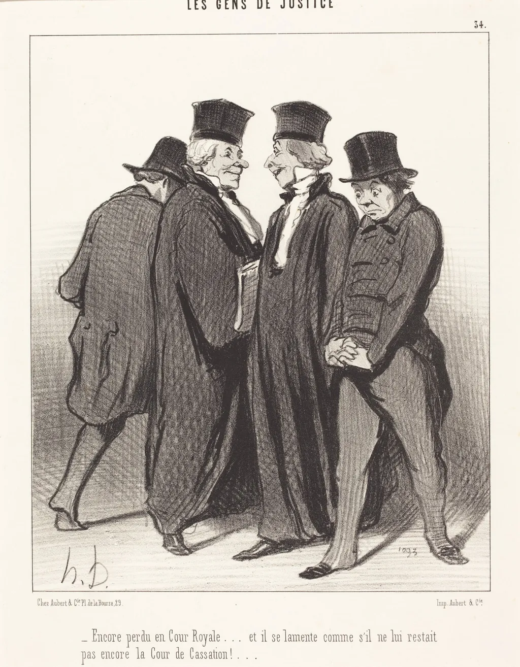 Encore perdu en Cour Royale... et il se lamente..., by Honoré Daumier, ink, 1848