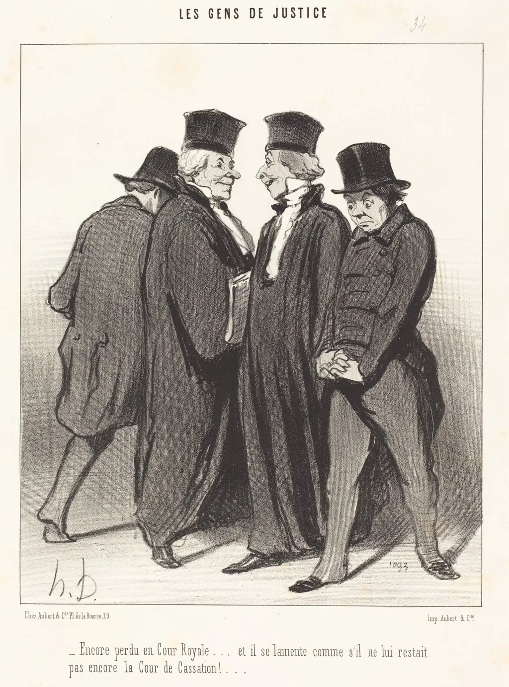Encore perdu en Cour Royale... et il se lamente..., by Honoré Daumier, ink, 1848