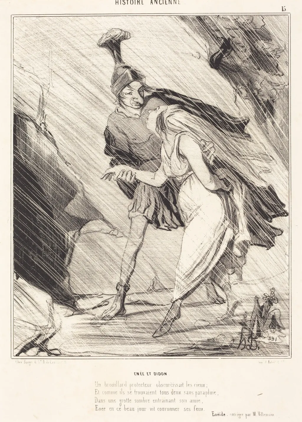Enée et Didon, by Honoré Daumier, ink, 1842