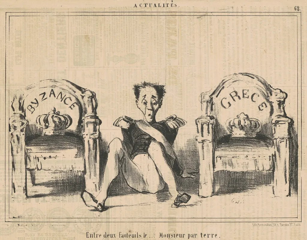 Entre deux fauteuils le ...monsieur par terre, by Honoré Daumier, ink, 1854