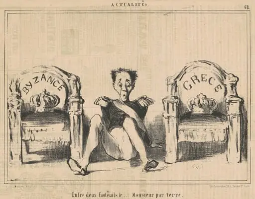 Entre deux fauteuils le ...monsieur par terre, by Honoré Daumier