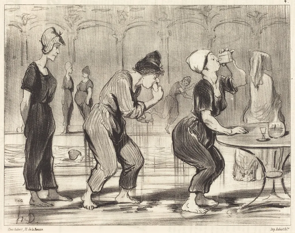 Entre deux plongeons, by Honoré Daumier, ink, 1847