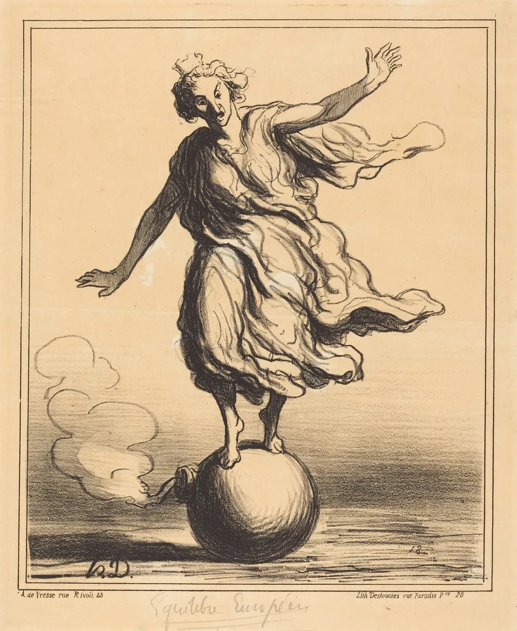 Équilibre Européen, by Honoré Daumier, ink, 1867