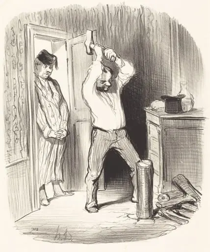 Est-il dieu permis... fendre du bois..., by Honoré Daumier
