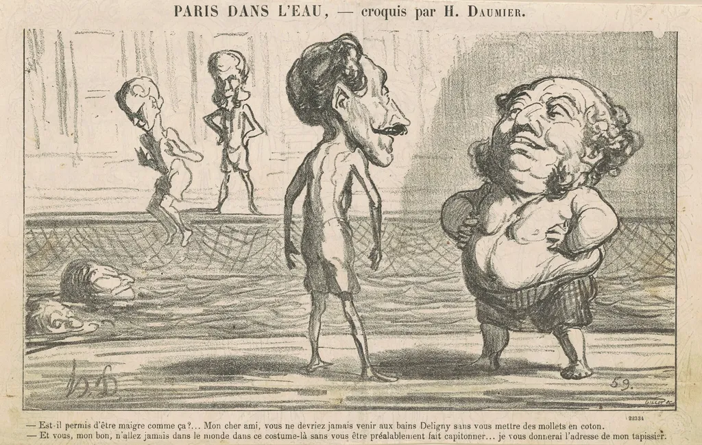 Est-il permis d'être maigre comme ca! ..., by Honoré Daumier, ink, 1864