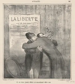 Et ces deux grands débris se consolaient, by Honoré Daumier, 1866
