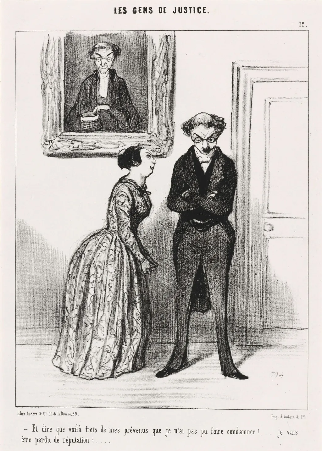 Et dire que voila trois... prévenu que je n'ai pas pu faire condamner!..., by Honoré Daumier, ink, 1845