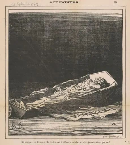 Et pendant ce temps-là ils continuent à affirmer qu'elle ne s'est jamais mieux portée!, by Honoré Daumier