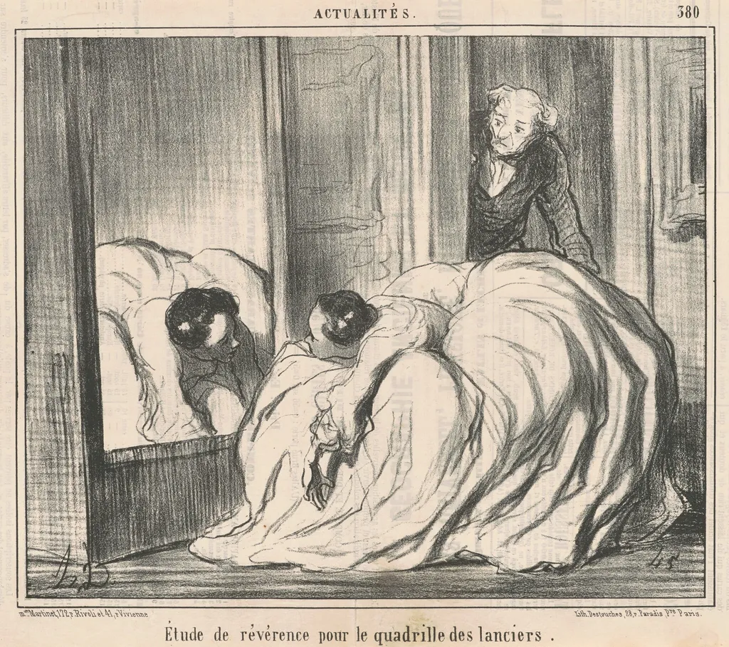 Etude de révérence pour le quadrille des lanciers, by Honoré Daumier, ink, 1857
