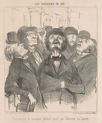 Examinant le nouveau plafond ..., by Honoré Daumier