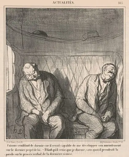 Faisons semblant de dormier ..., by Honoré Daumier