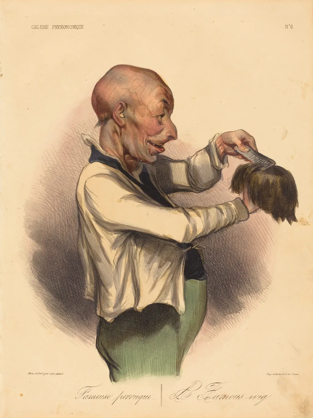 Fameuse perruque, by Honoré Daumier, ink, 1836