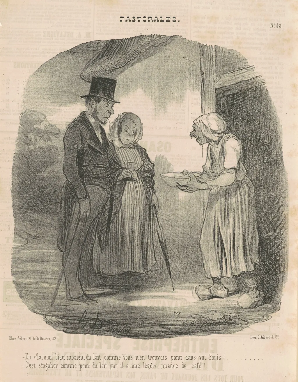 Femme de lettre humanitaire se livrant sur l'homme ..., by Honoré Daumier, ink, 1844