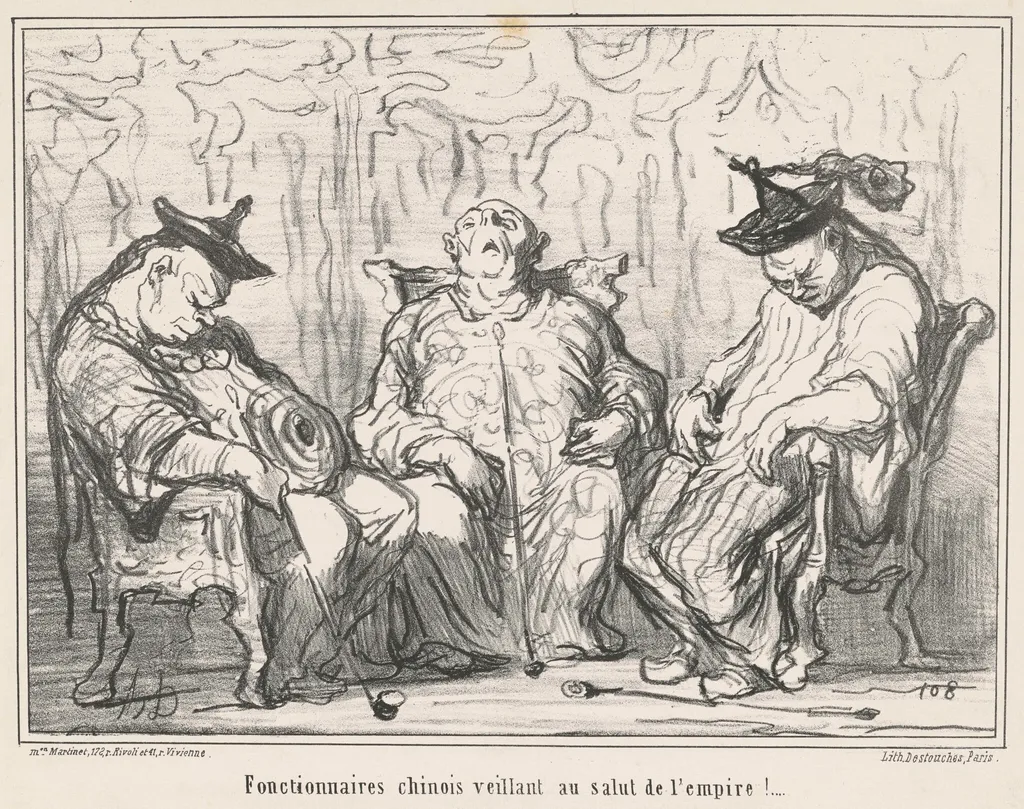 Fonctionnaires ... veillant au salut de l'empire! ..., by Honoré Daumier, ink, 1859