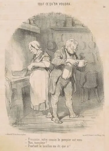Francois, votre cousin le pompier est venu ..., by Honoré Daumier