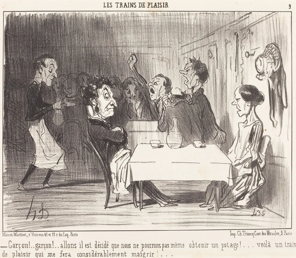 Garçon!... garçon!... allons il est décidé..., by Honoré Daumier, ink, 1852