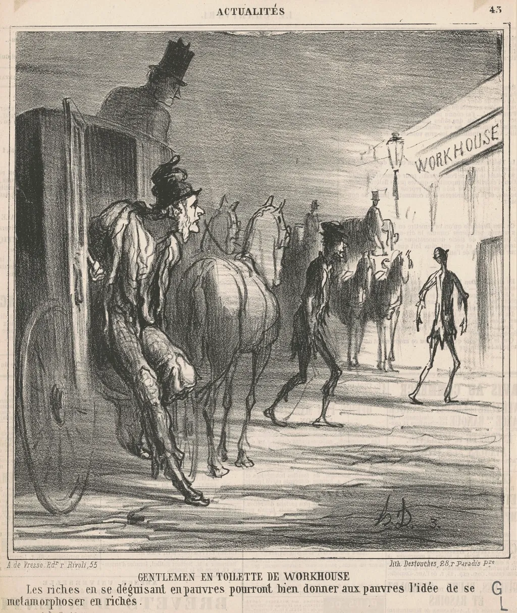Gentlemen en toilette de workhouse, by Honoré Daumier, ink, 1866