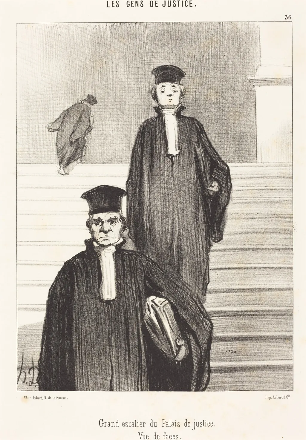 Grand escalier du Palais de justice. Vue de face, by Honoré Daumier, ink, 1848