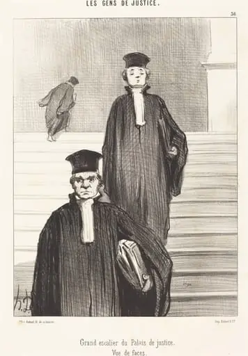 Grand escalier du Palais de justice. Vue de face, by Honoré Daumier