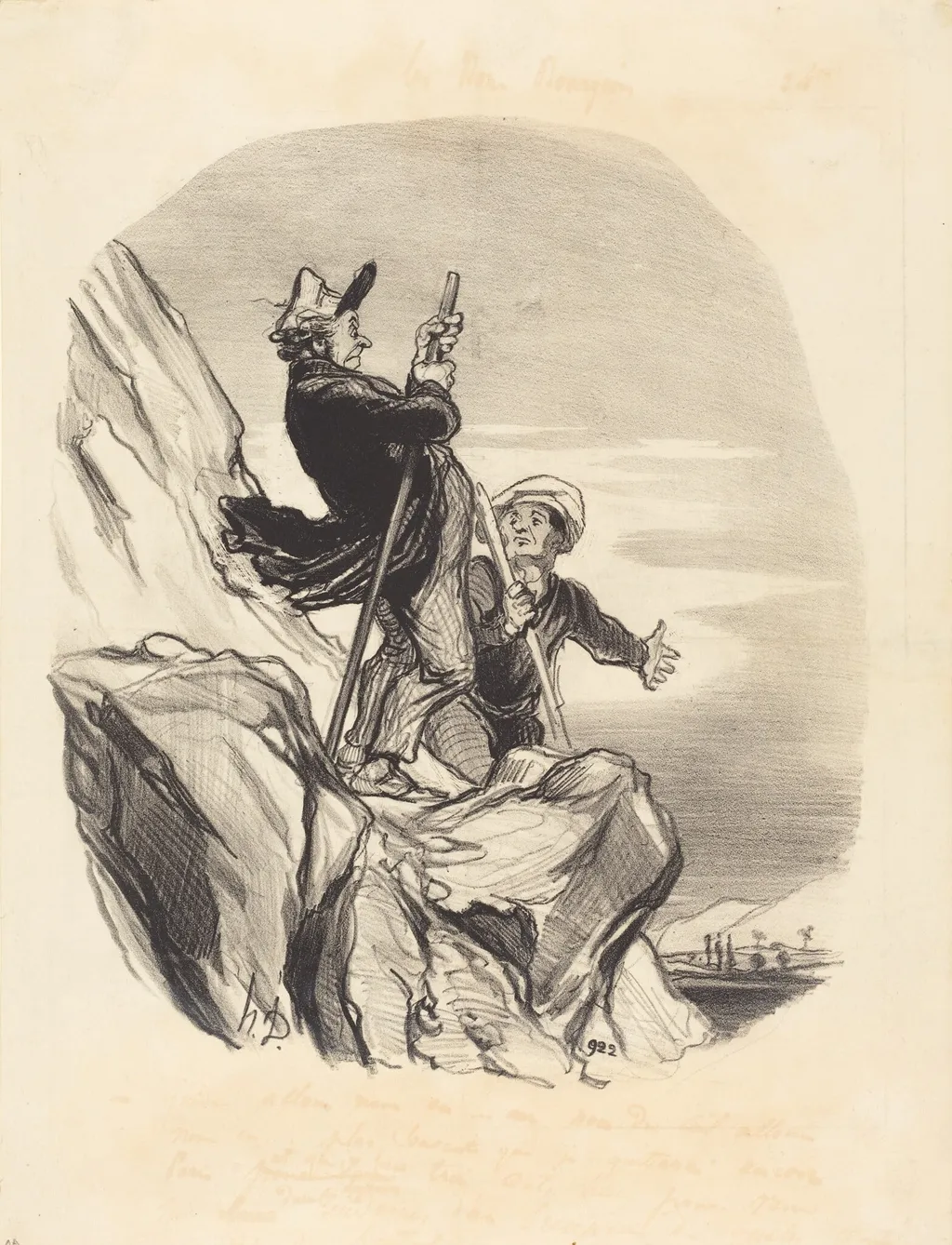 Guide, allons-nous-en... au nom du ciel..., by Honoré Daumier, ink, 1846