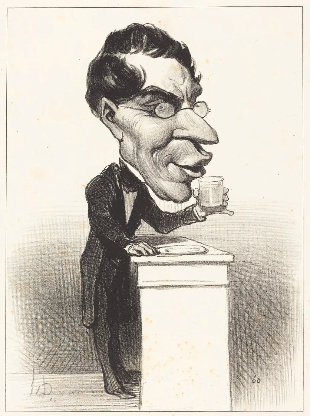 H.M. Augustin Corne, by Honoré Daumier, ink, 1849